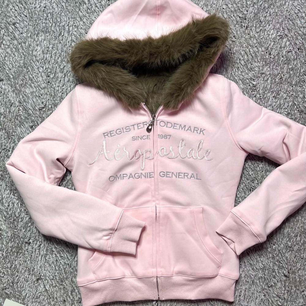 Baby Pink 2000s-Style Faux Fur Lined Jacket S